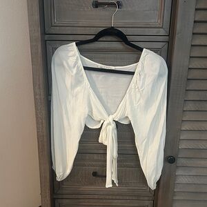 Audrey Cream Tie-Front Blouse